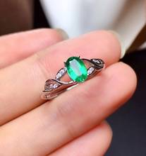 Anel feminino com pedra preciosa verde-esmeralda natural, joia real para mulheres 925, joia certificado em prata, anel de noivado e bom presente 2024 - compre barato