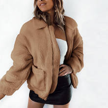 CALOFE Лидер продаж женское пальто из искусственного меха 2020 осень зима теплая мягкая куртка на молнии женское плюшевое пальто с карманами Повседневная плюшевая верхняя одежда 2024 - купить недорого