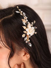 Presilha de cabelo romântica feminina, ouro, strass, flor, noiva, acessórios para decoração 2024 - compre barato