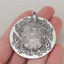 Pingente tartaruga de tartaruga redonda 3 x grande para colar jóias 49x49mm fazendo descobertas 2024 - compre barato
