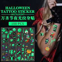 Halloween Luminous Tattoo Ghost Taty For Kids Fake Tattoo Witch Glowing in Dark Waterproof Temporary Tattoo Stickers Children 2024 - buy cheap