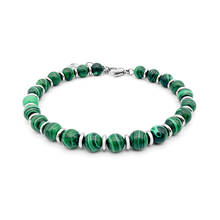 Runda Men Women 6mm Natural Stone Malachite Beaded Bracelet Adjustable Stainless Steel Accessories Jewelry For Couple Gift 2024 - buy cheap