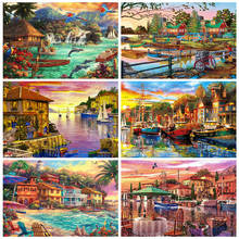 Evershine 5D DIY Diamond Painting House Rhinestone Picture Diamond Embroidery Landscape Seaside Cross Stitch Mosaic Home Decor 2024 - compre barato