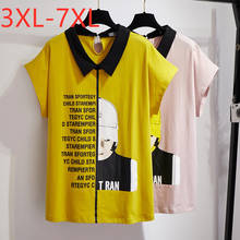 New 2021 Summer Plus Size Tops For Women Large Loose Short Sleeve Print Letter Cotton T-shirt Yellow Pink 3XL 4XL 5XL 6XL 7XL 2024 - buy cheap