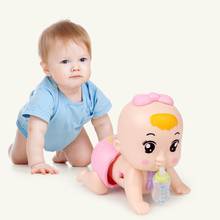 Muñeca eléctrica inteligente para niños, juguete de bebé que canta y se arrastra, ideal para regalo y tirar hacia atrás, Color aleatorio 2024 - compra barato