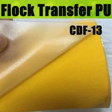 CDF-13 Dark yellow High quality heat transfer flocking PU vinyl, flock pu transfer film for shirts with size 50X100CM 2024 - buy cheap