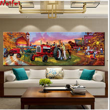 Large size 5d Diy Diamond Painting Farm Tractor scenery Full Square round Drill Cross Stitch Diamond Embroidery 2024 - buy cheap