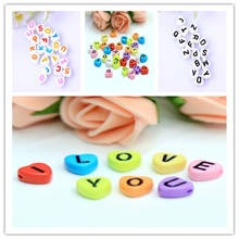 Heart Acrylic Letter Beads 3400pcs/Lot 4*7MM Solid Colors Plastic Alphabet Initial English Jewelry DIY Bracelet Spacer Beads 2024 - buy cheap