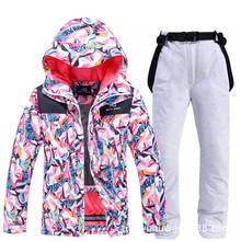 Terno de esqui feminino, jaqueta de snowboard quente grossa calças de neve traje feminino inverno à prova de vento impermeável 2024 - compre barato