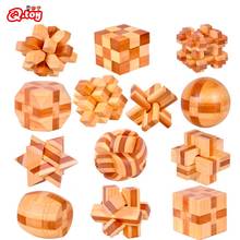 Clássico brinquedo chinês desafiando 3d qi quebra-cabeça de madeira lógica de bambu cérebro tetris telha-jogo de quebra-cabeças de correspondência para adultos 2024 - compre barato