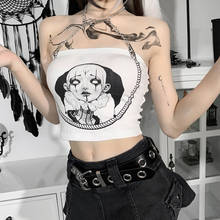 Goth y2k punk chain camis branco shopping goth impressão sexy bodycon sem encosto camisola streetwear hip hop feminino verão recortada topos 2024 - compre barato