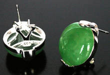hot sell new - Fashion New 925 Sterling Silver Natural Green Emerald Jade Earrings 2024 - buy cheap