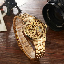 Gorben relógio de pulso mecânico esqueleto dourado/prata, relógio de pulso masculino de negócios em aço inoxidável, relógios de pulso esportivos 2024 - compre barato