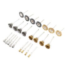 Juego de cepillos de alambre Dremel para rueda de acero de latón, accesorios para herramientas Dremel, cabezal abrasivo de rebabas, herramientas de taladro, 24 unids/set 2024 - compra barato