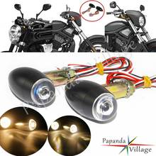 Luz LED de señal de giro personalizada para motocicleta, indicador intermitente DRL Universal Vintage, color blanco ámbar, para Harley, Chopper, Bobber 2024 - compra barato