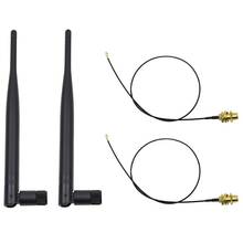 2 x 6dBi 2.4GHz 5GHz Dual Band WiFi RP-SMA Antenna + 2 x 35cm U.fl / IPEX Cable 2024 - buy cheap