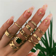 Tocona Punk Gold Chain Star Rings Set Vintage Rings for Women Bohemian Geometric Round Hollow Knuckle Ring Girl Jewelry 9071 2024 - купить недорого