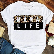 Camisetas de dibujos animados para mujer, ropa con estampado de letras de leopardo, moda para mamá y madre, camiseta estampada para mujer 2024 - compra barato