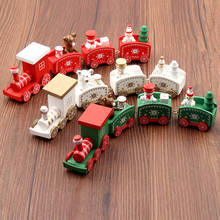 Новый Рождественский поезд, раскрашенное дерево, Рождественское украшение для дома с Сантой/медведем, рождественские детские игрушки, новогодний подарок, деревянный декор поезда 2024 - купить недорого