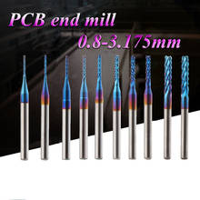 0.8-3.175mm Titanium Coated End Mill Milling Cutter Blue Edge Cutter Carbide CNC Router Bits Engraving Cutting For PCB Machine 2024 - buy cheap