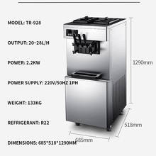Máquina de helado de escritorio vertical comercial, máquina de helado suave de 20 ~ 28L/h, 220v, 3 sabores, tienda de aperitivos 2024 - compra barato