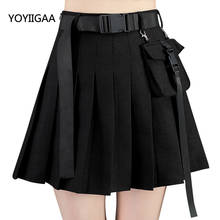 Minifaldas de cintura alta para mujer, faldas plisadas con cinturón, con bolsillo, para bailar, para verano 2024 - compra barato