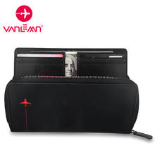 Men Wallets Card holder Phone Pocket Male Money Purse Genuine Leather Zipper Long Wallet Business ID Credit Card Holder RFID 2024 - buy cheap