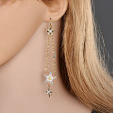 Fashion asymmetrical Star&Moon shape Earring Set Statement Crystal Tassel Bohemian Earring For Women Jewelry Earrings ER200115 2024 - buy cheap
