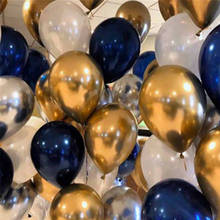 Globos de Metal dorados y plateados, globo de látex azul de tinta, decoración para fiesta de cumpleaños, boda, suministros de celebración, Bola de aire, 10 Uds. 2024 - compra barato