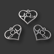 8pcs Silver Plated Hollow ECG  Retro Heart Pendants Bracelet Necklace Metal Accessories DIY Charms For Jewelry Crafts Making 2024 - buy cheap