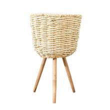 Bamboo Storage Baskets Laundry Straw Patchwork Wicker Rattan Seagrass Belly Garden Flower Pot Planter Basket 2024 - buy cheap