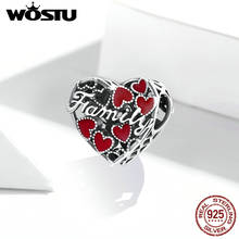 WOSTU New 925 Sterling Silver Charms Love Family Heart Beads Fit DIY Original Women Bracelet Accessories Fine Jewelry DXC1750 2024 - buy cheap