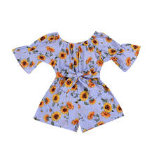 0-5T Fashion Toddler Baby Girl Floral Clothes Sunflower Print Striped Rompers Jumpsuit One-Piece Outfit Sunsuit 2024 - buy cheap