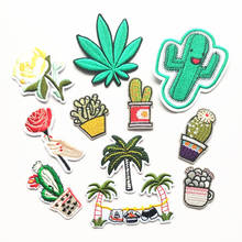 100pcs/lot Embroidery Patch Cactus Coconut Flower Leaf Clothing Decoration Backpack Sewing Accessory Iron Heat Transfer Applique 2024 - buy cheap