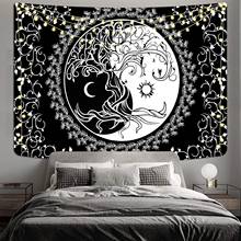 Настенный Гобелен Witchcraft с изображением Солнца и Луны, украшение для дома, таинственный гобелен, подвесной маленький ковер, психоделический гобелен 2024 - купить недорого
