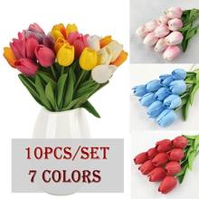 Ramo de látex con flor de tulipán Artificial, 10 piezas, para decoración del hogar, fiesta, boda 2024 - compra barato