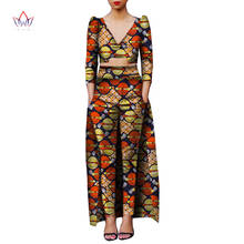 Conjunto Dashiki Vintage africano para mujer, Top y pantalones con estampado Bazin Riche, conjunto de 2 piezas de talla grande WY846 2024 - compra barato