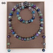 GG Jewelry Natural Green Purple Faceted Rondelle Fluorite Gems Stone Necklace Bracelet Earrings Sets 2024 - buy cheap