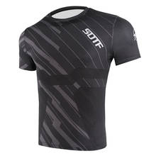 SOTF-Camiseta de combate transpirable para hombre, camisa de compresión para boxeo, de geometría negra, MMA, Tiger, Muay Thai, Rashguard, Jiu Jitsu 2024 - compra barato