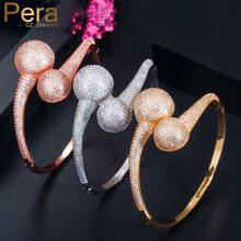 Pera African Adjustable Size Ball Micro Pave Cubic Zirconia 585 Gold Color Bracelet Bangle for Women CZ Fashion Jewelry Z055 2024 - buy cheap