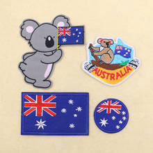 Parche de bandera australiana de Koala de dibujos animados, parches bordados para planchar para ropa, apliques artesanales, DIY, pegatina de tela bonita, 1 ud. 2024 - compra barato