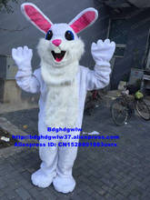 Branco longa pele coelho da páscoa osterhase coelho hare traje da mascote personagem dos desenhos animados traje vestido andando rua zx411 2024 - compre barato