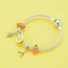 fit Europe bracelet three fruit and vegetable series 925 sterling silver DIY lemon carrot banana pendant woman beads jewelry 2024 - buy cheap