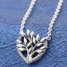 Collar de plata de ley 925 con diseño de corazón y árbol familiar para mujer, Gargantilla con cristales, regalo de boda, joyería Pandora 2024 - compra barato