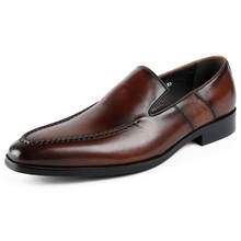 Zapatos de vestir de cuero genuino para hombre, calzado Formal de negocios, para boda, color negro/marrón oscuro 2024 - compra barato