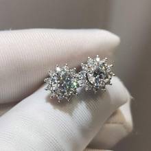 18K White Gold Snowflake Stud Earrings Brilliant Cut Pass Diamond Test 0.5 ct D Moissanite Earrings for Women Romantic Jewelry 2024 - buy cheap