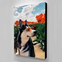 Canvas animais cão legal hd impresso poster decoração de casa flores vermelhas presente pintura da arte parede imagem para sala estar modular emoldurado 2024 - compre barato