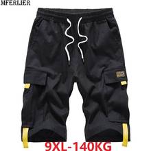 plus size 9XL 140kg summer Men cargo shorts patchwork skateboard pockets shorts high street safari style cotton shorts MFERLIER 2024 - buy cheap