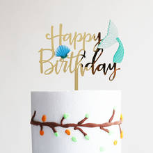 Topo sereia azul para bolo de aniversário, decoração em acrílico rosê dourado para bolo de festa de aniversário infantil 2024 - compre barato