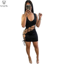 Лето 2021, Европейское и американское модное сексуальное женское платье VAZN для ночного клуба, однотонное платье с вырезами 2024 - купить недорого